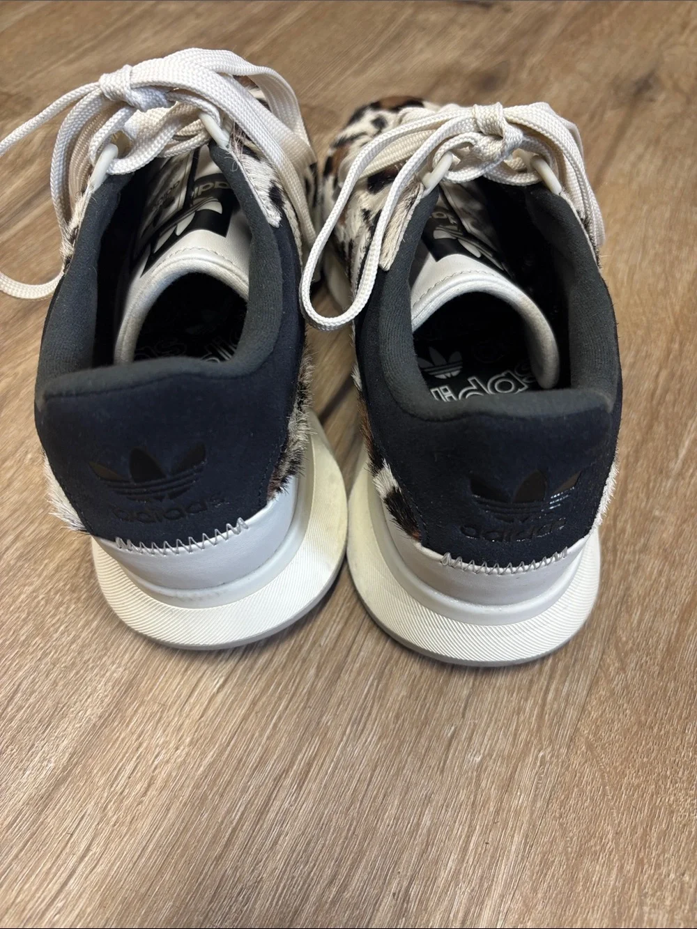 adidas Leopard Print Sneakers in Black, Brown & Cream